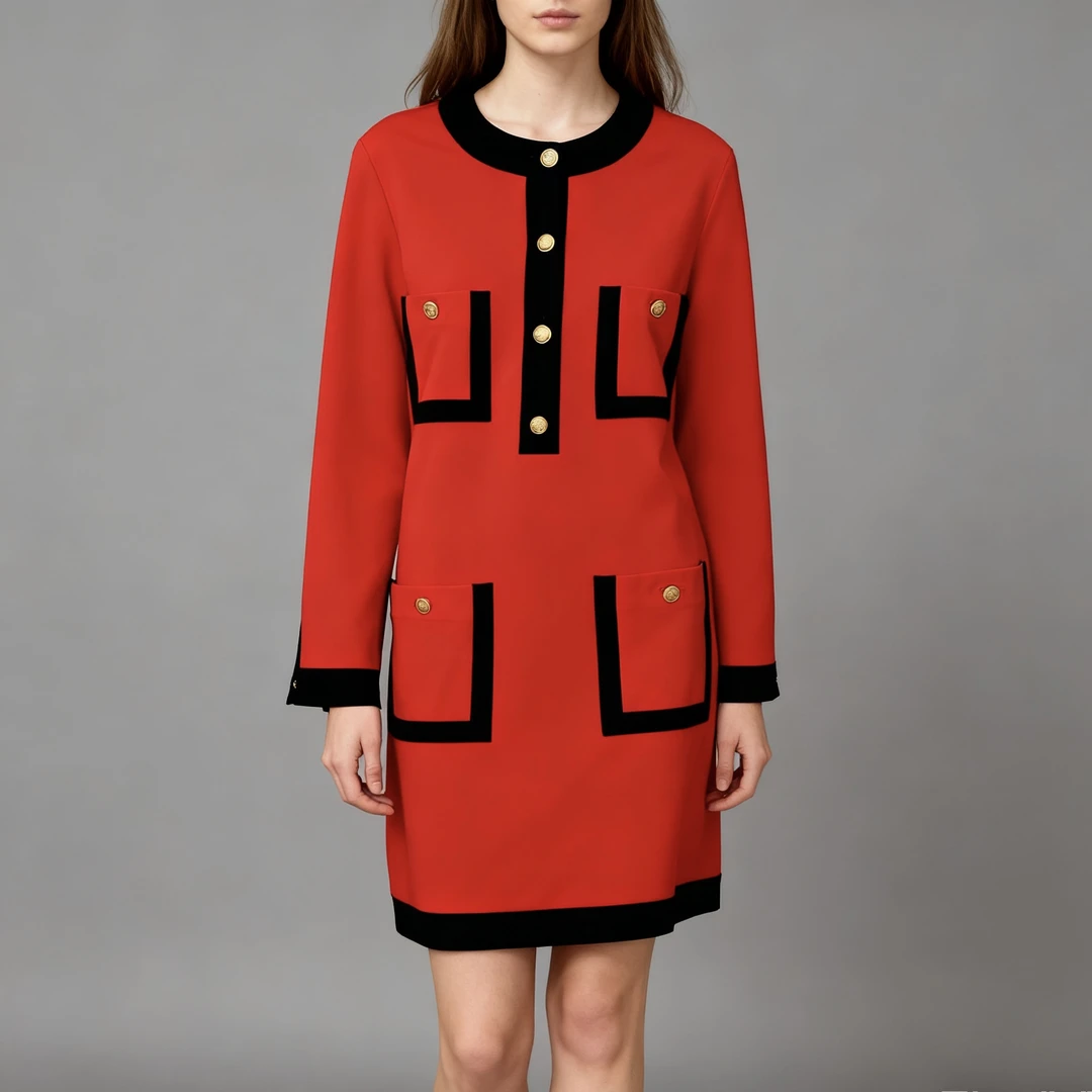 95新 GUCCI/古驰 古驰红色连衣裙