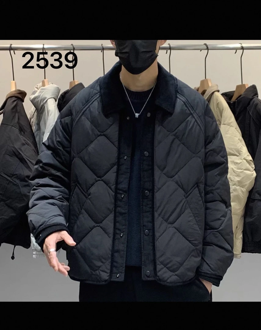 新国标90白鸭绒翻领拼接灯芯绒羽绒服（可拆卸领子）-2539