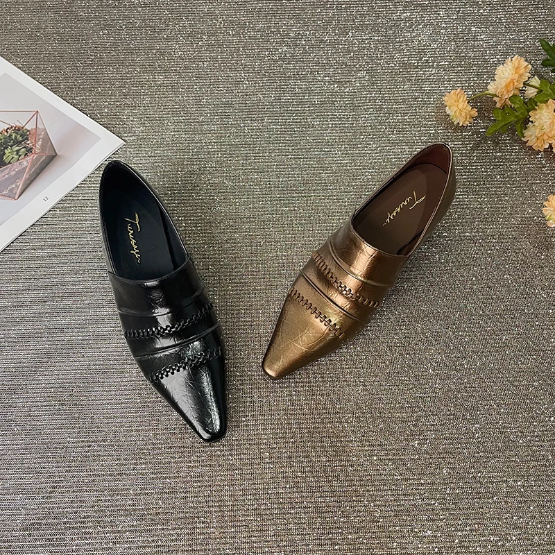 TROWSAGE/牛皮/4cm/尖头深口单鞋粗跟百搭女鞋25D721