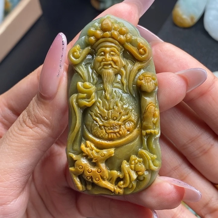定制翡翠未镶嵌黄翡财神