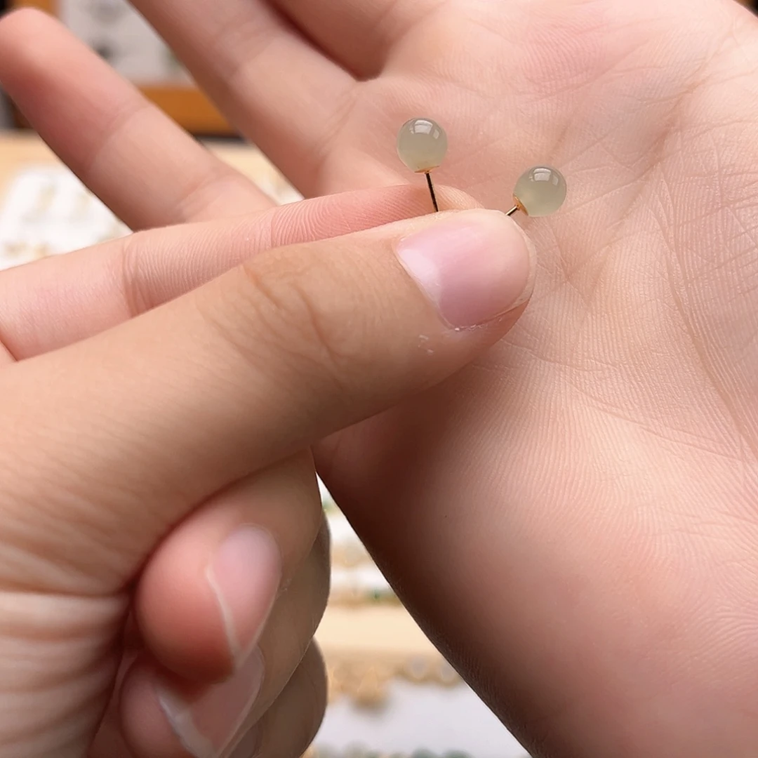 银S925镶嵌和田玉耳饰