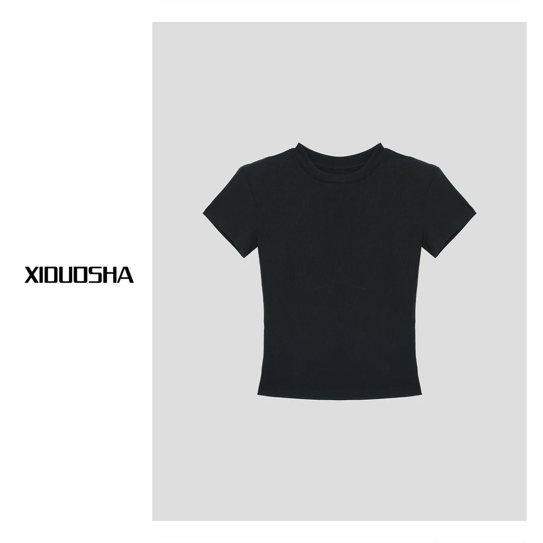 XIDUOSHA/喜朵莎夏款新品经典圆领后背镂空设计T恤衫 XDS1393