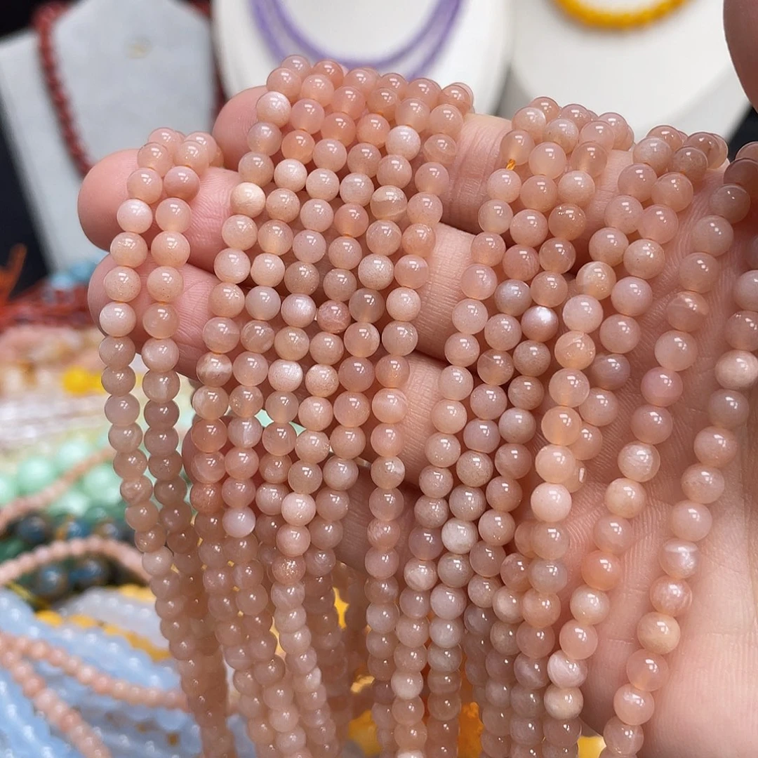 玛瑙/玉髓未镶嵌半成品橙色月光石4mm