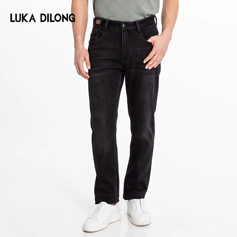 路卡迪龙-【加厚羽绒牛仔裤】B版秋冬男牛仔裤简约直筒裤-342247425