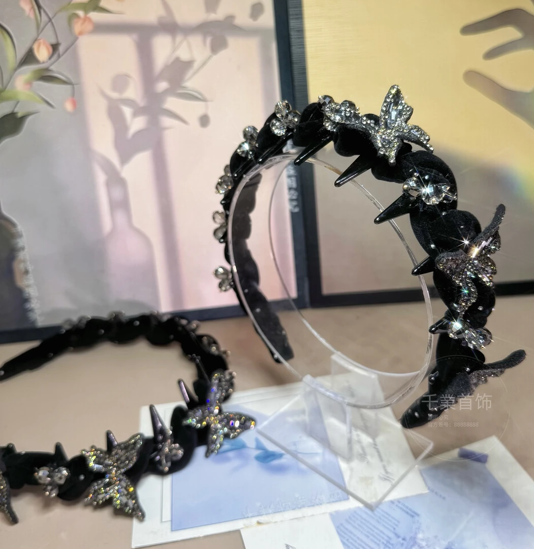 【蝶与星辰】高定轻奢爆闪高颅顶蝴蝶齿梳减龄百搭气质发箍T0970