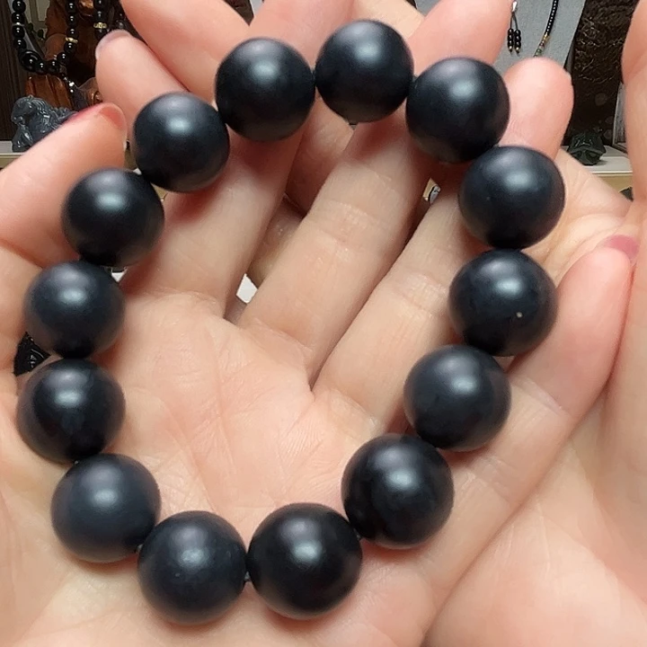 让***零和田玉（墨玉）未镶嵌颈饰卡16圆珠福利款