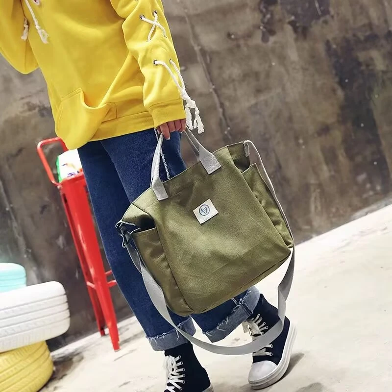 绿色韩版帆布包可单肩斜挎