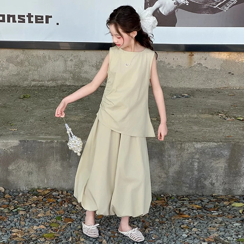 女童夏装套装2025新款儿童洋气时髦背心花苞裙两件套中大童夏款潮