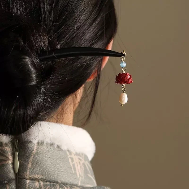 懿莘新中式古风那朵莲盘发气质簪子百搭复古国风简约日常盘发簪