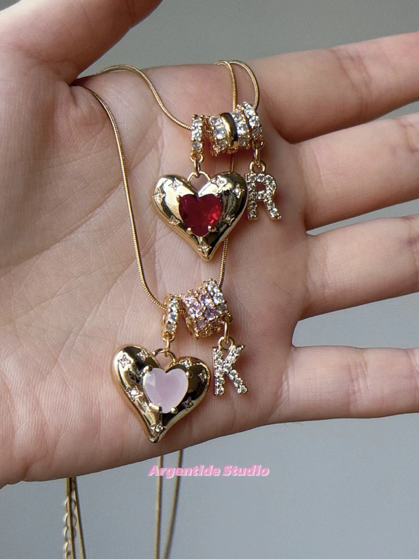 不锈钢项链 字母甜心 | 定制字母！美式甜心闪钻爱心项链