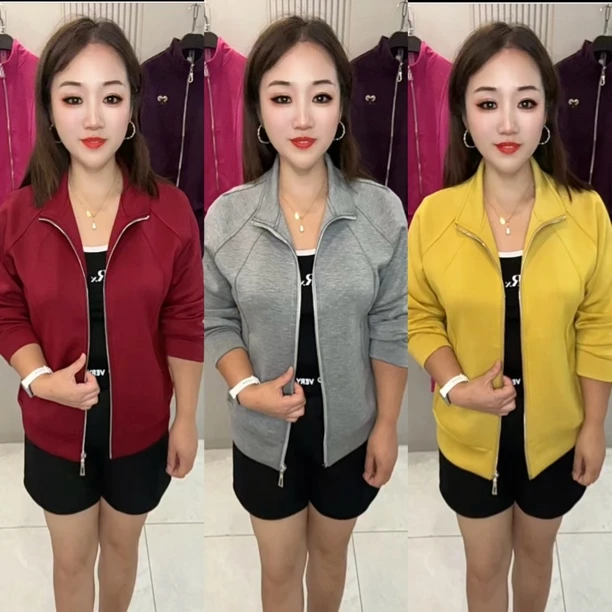 立领女常规拉链短外套女装长袖