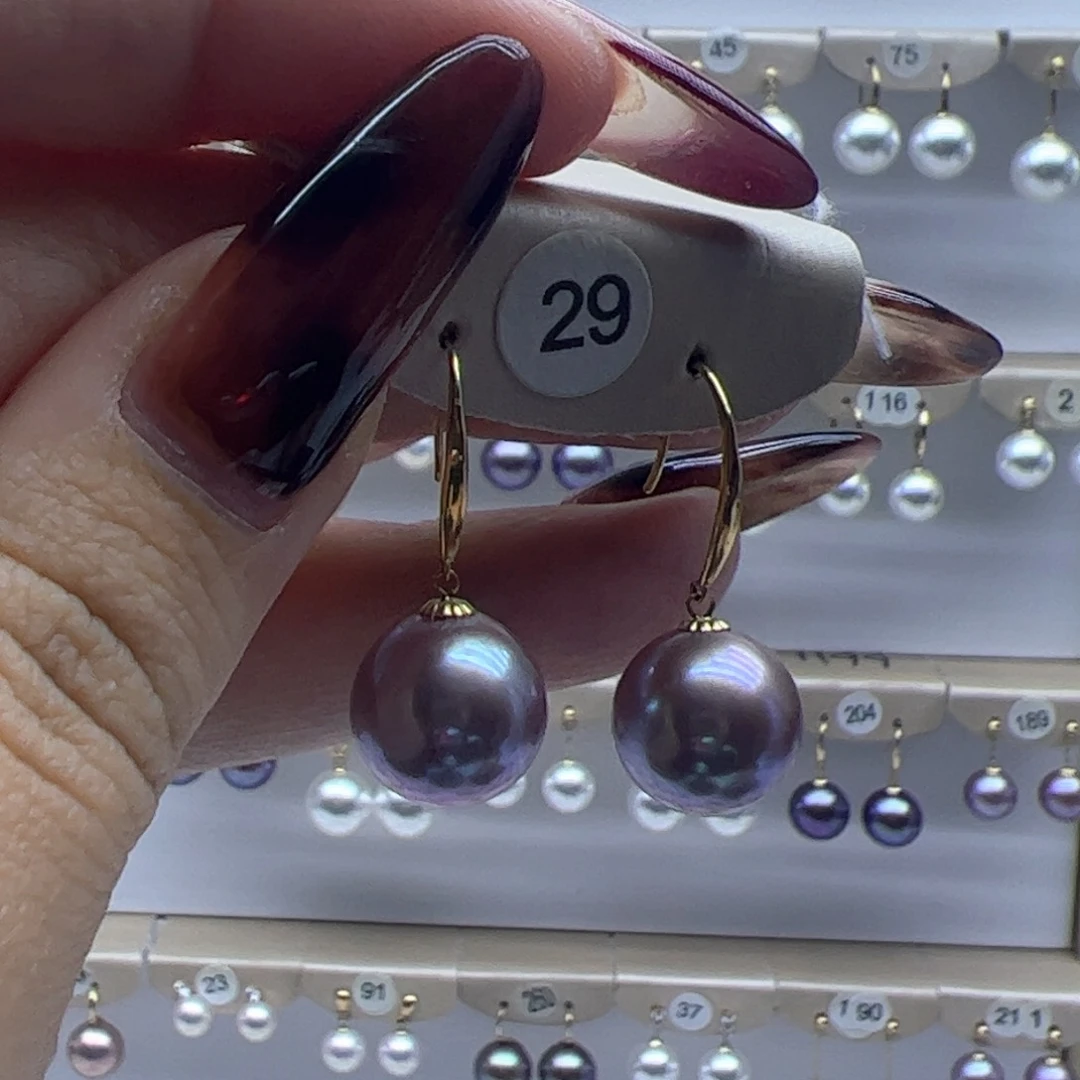 淡水珍珠耳饰18K金镶嵌