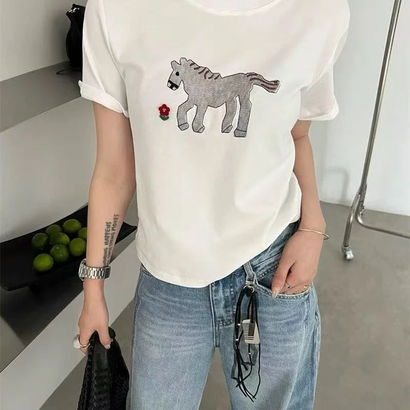 2736 韩版洋气短袖女2025夏季舒适上衣