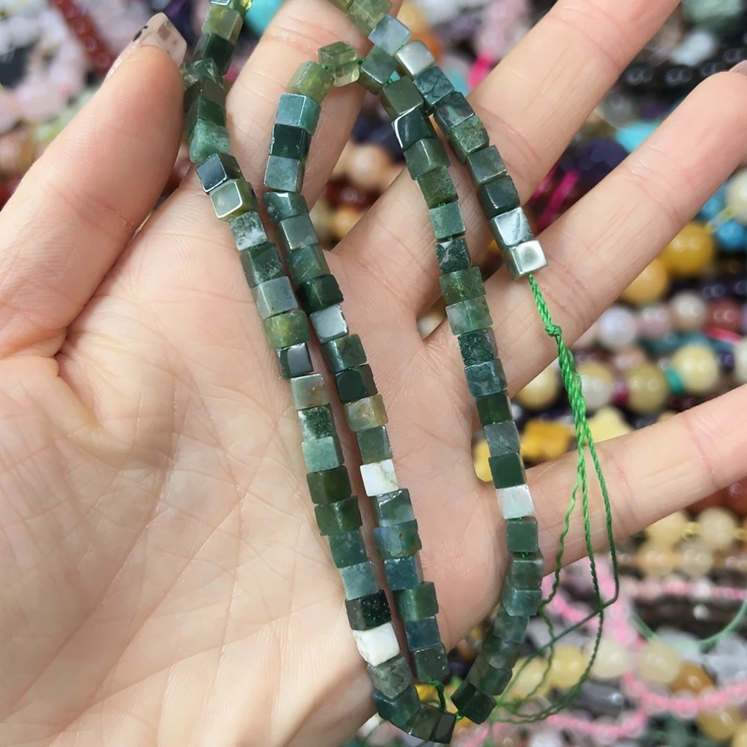 玛瑙/玉髓合金珠宝半成品 卡4水草玛瑙方糖一条