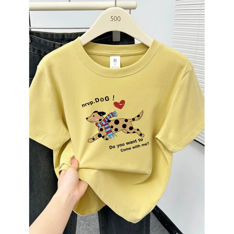 2025新款姜黄色正肩短袖t恤胖mm大码女装半袖遮肚子圆领体恤上衣