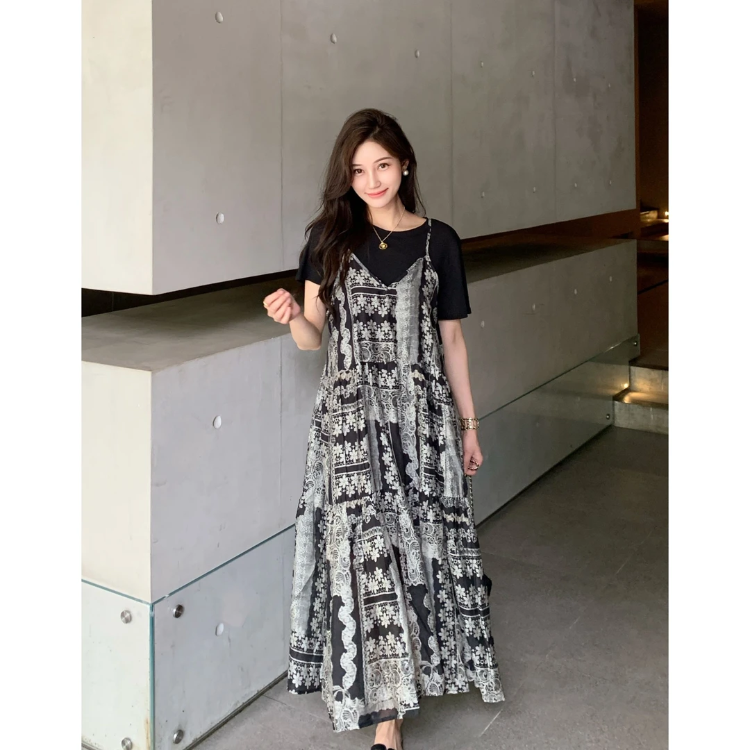 Basic House/百家好2025夏季极简纯色感气质连衣裙