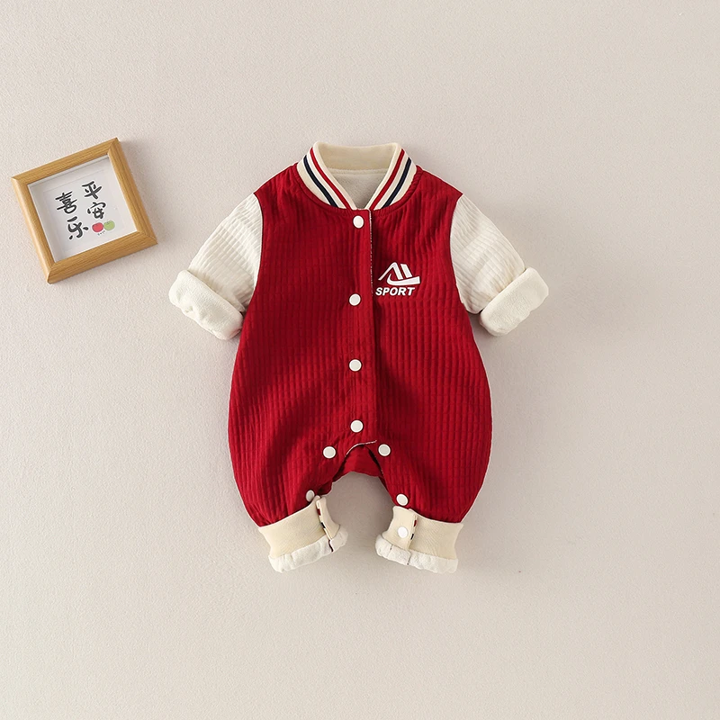 婴儿衣服春秋休闲运动风男女宝宝爬爬服哈衣新生儿春季长袖连体衣