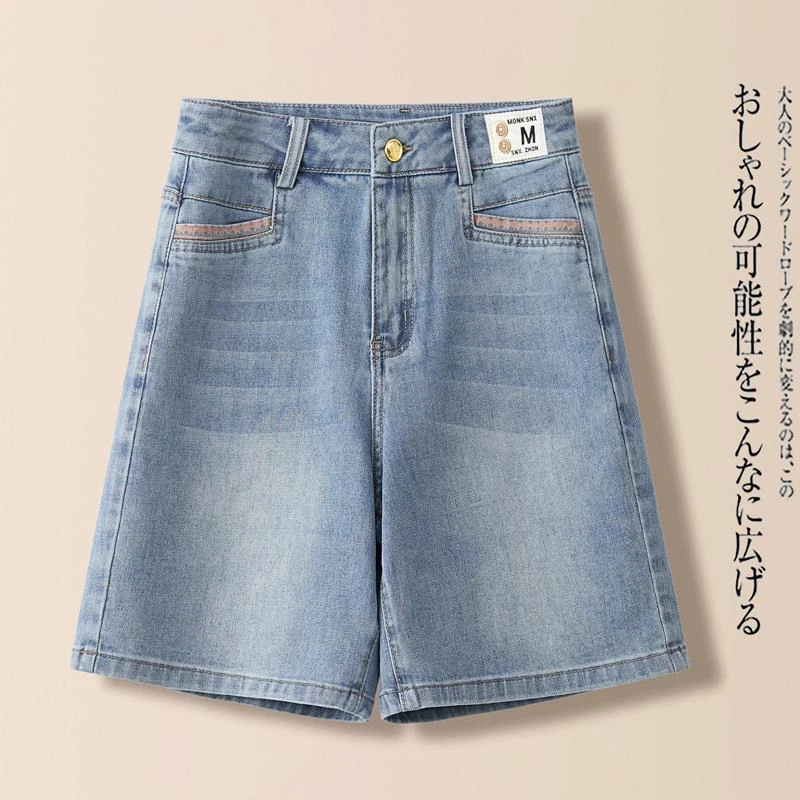 牛仔短裤女款爆款2025新款夏季高腰宽松显瘦5分直筒裤休闲五分裤