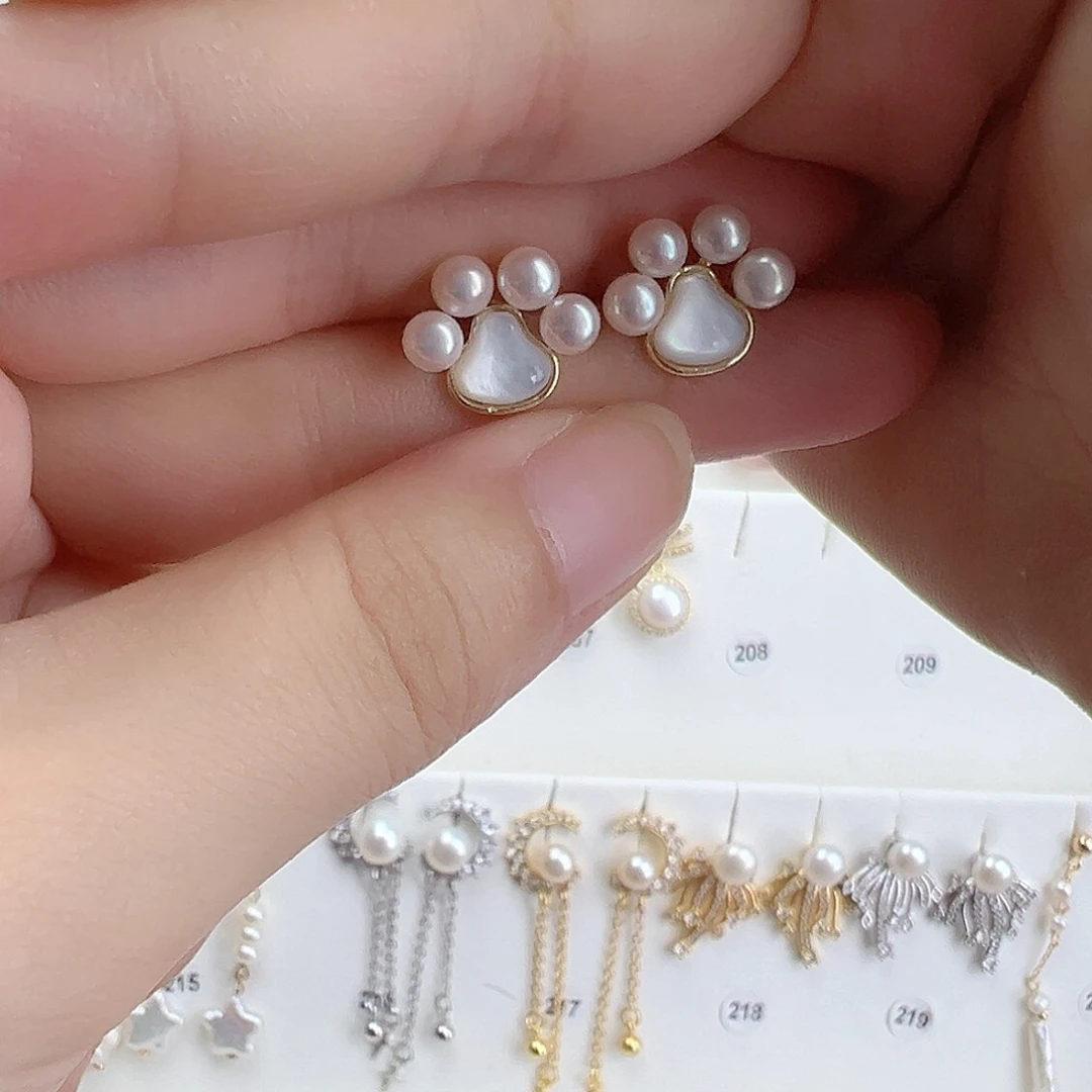 银S925镶嵌淡水珍珠耳饰