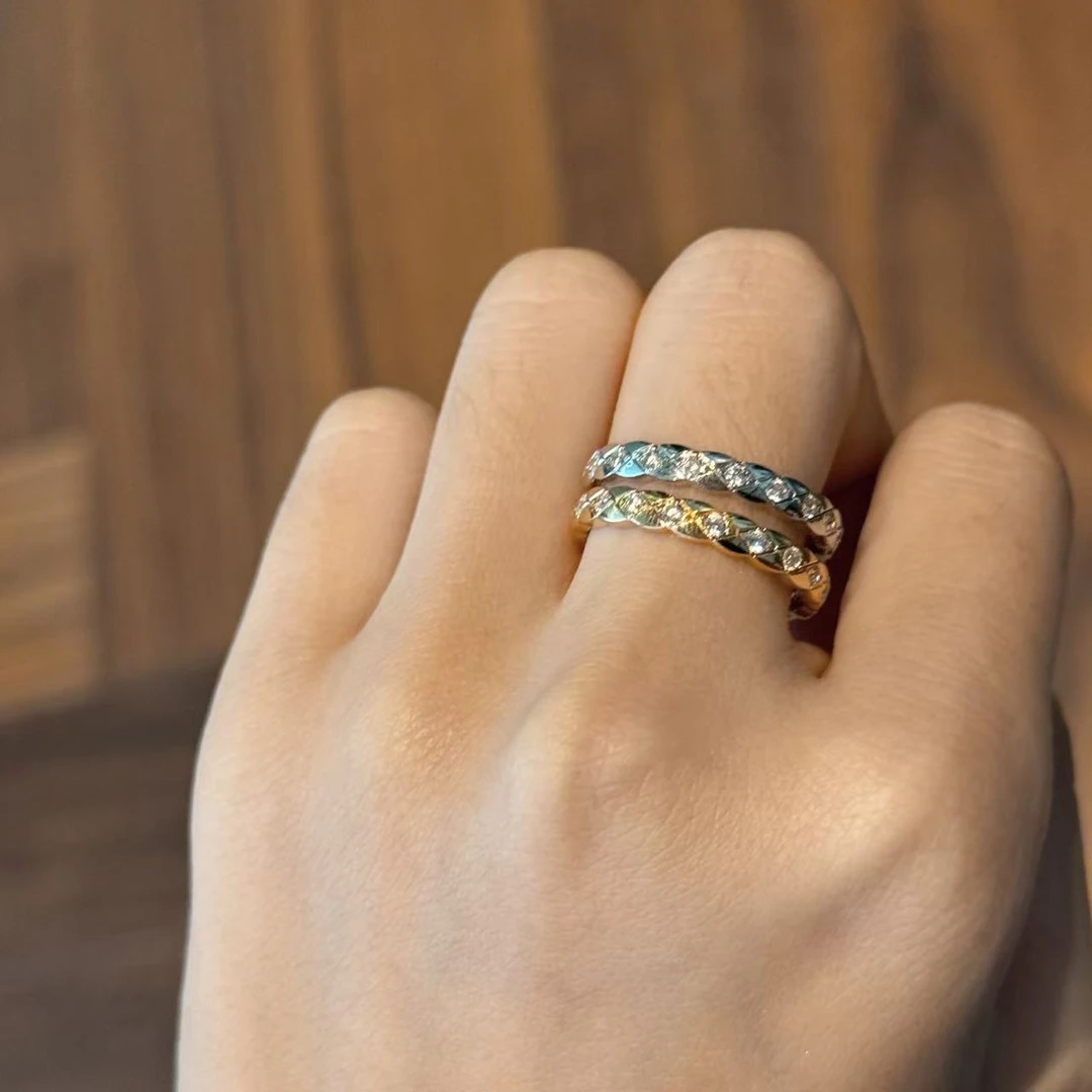 合金戒指 菱格镶嵌戒指 SSE11743