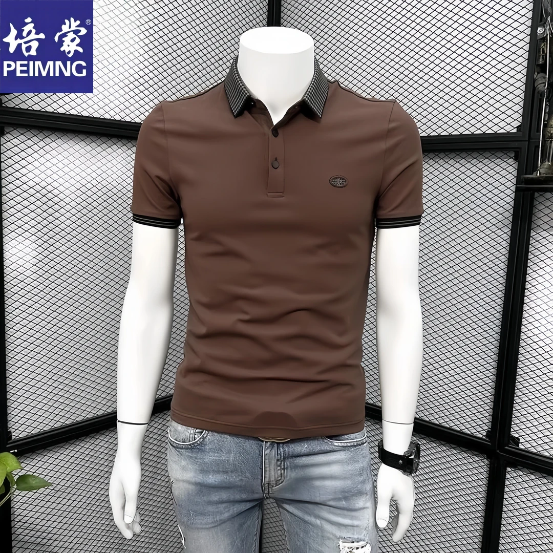 培蒙/PEIMENG夏季短袖T恤男翻领时尚半袖潮流帅气POLO衫衬领上衣