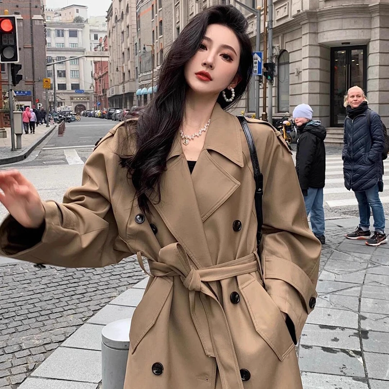 卡其色风衣外套女2025春秋季新款中长款高级感今年流行英伦风大衣