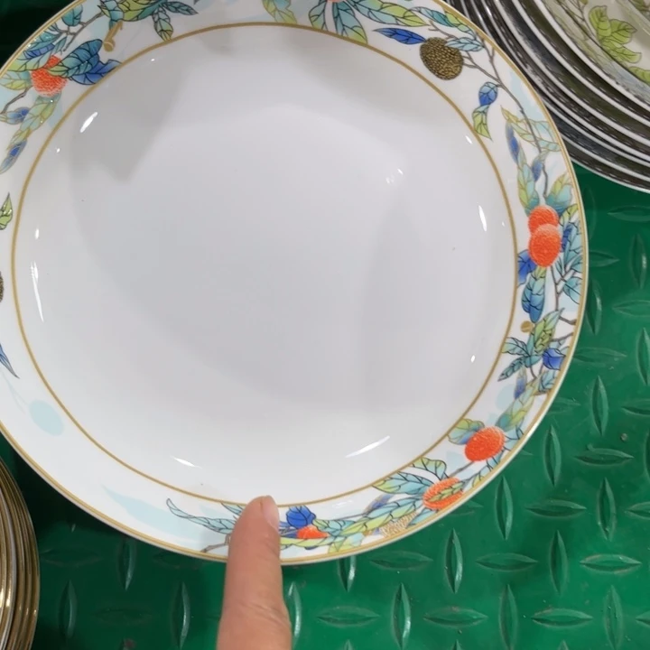 瓷片荔枝八寸深盘四个微瑕