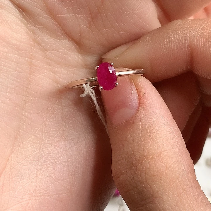 红宝石银S925镶嵌戒指