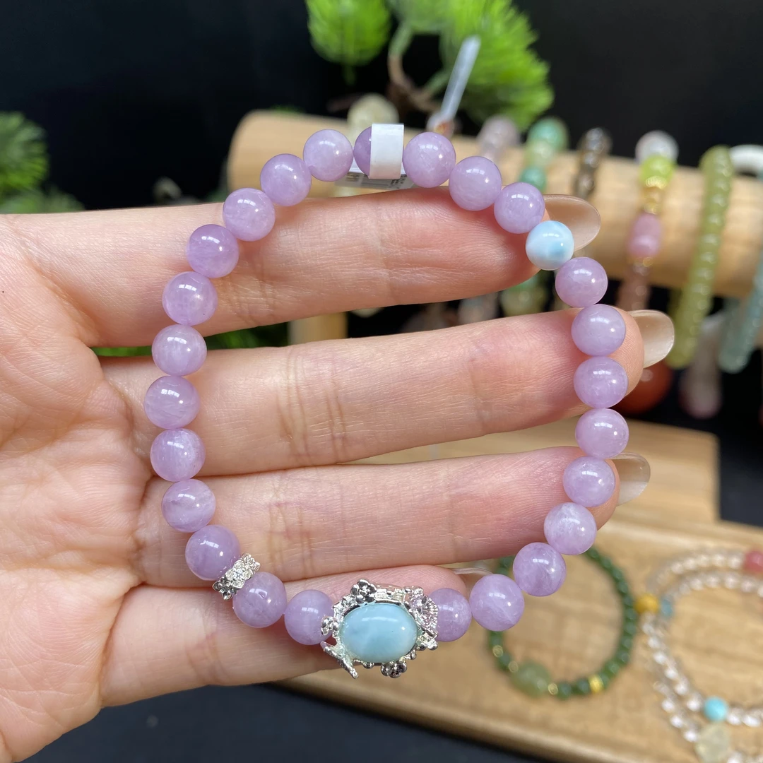 【紫锂辉6.6m手串】A787搭配海纹石古风美丽优雅小清新