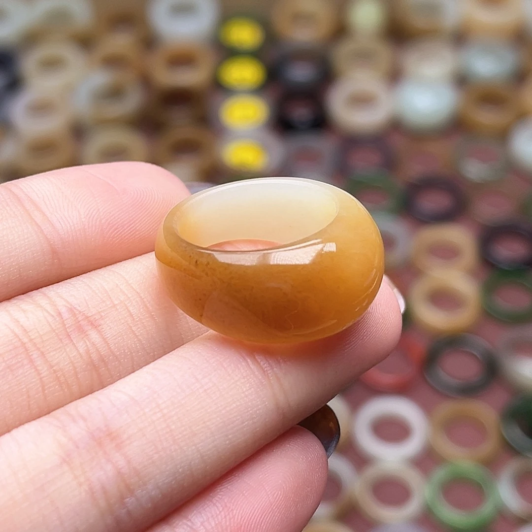 和田玉未镶嵌戒指17.1新品糖蜜糖