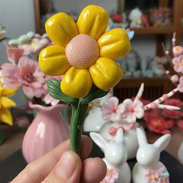 瓷片纯手工陶瓷花摆件