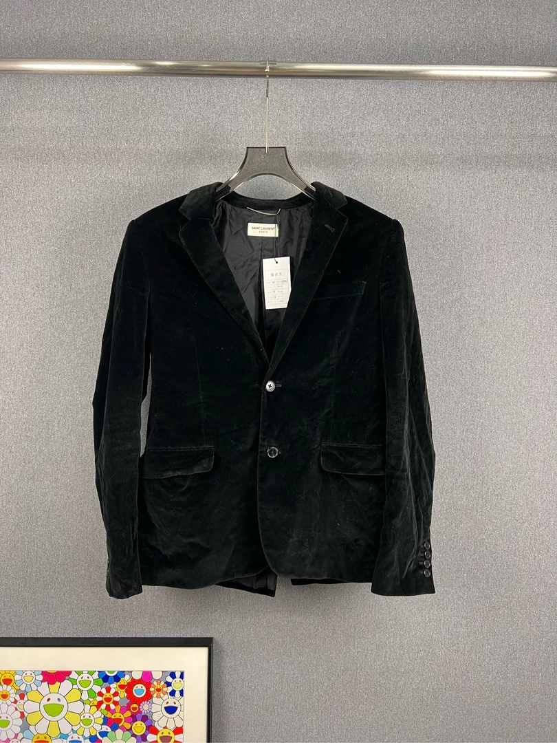 99新 YSL/圣罗兰 SAINT LAURENT SLP丝绒西装 50码 99新A11407