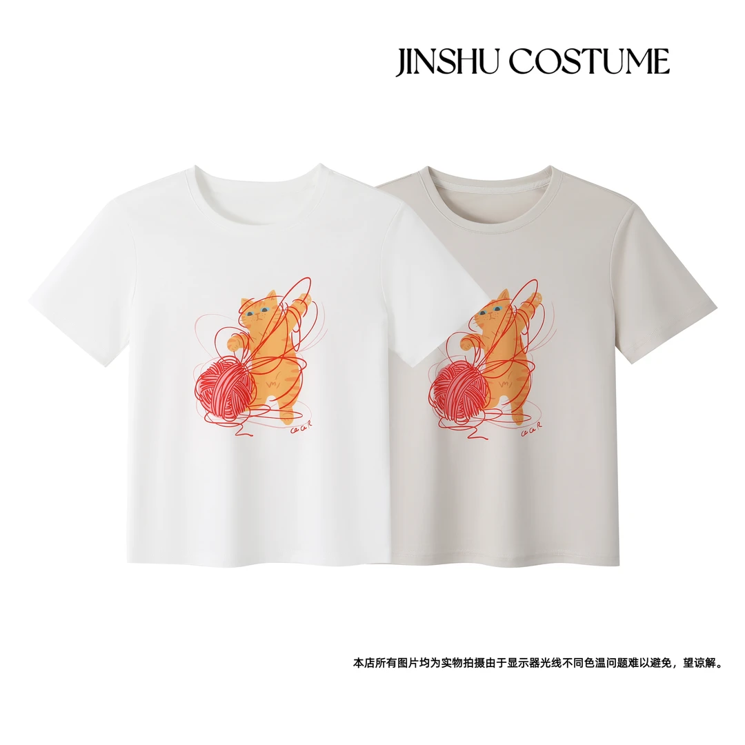 JINSHU主理人推荐解压猫短袖T恤百搭简约解压猫#05