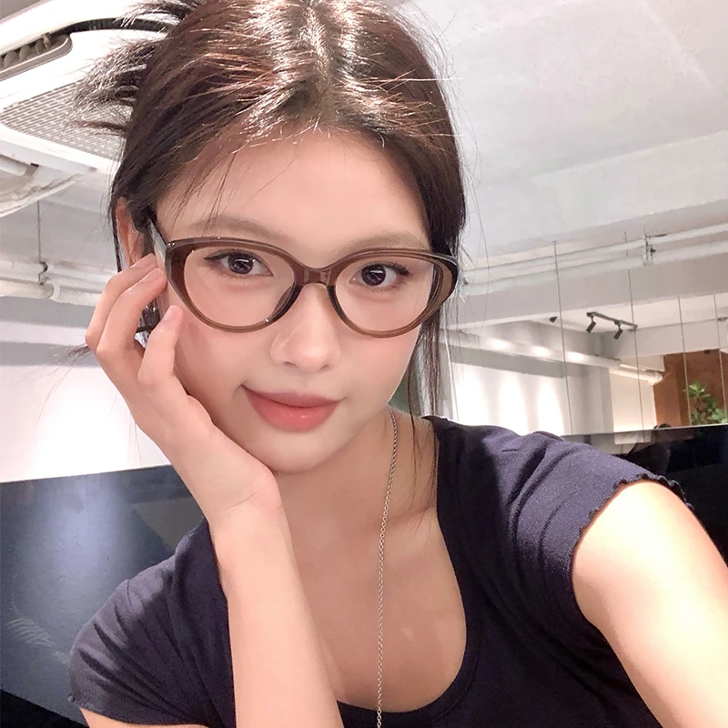 橘猫眼镜框女近视可配度数美拉德风欧美复古防蓝光素颜黑框眼镜架