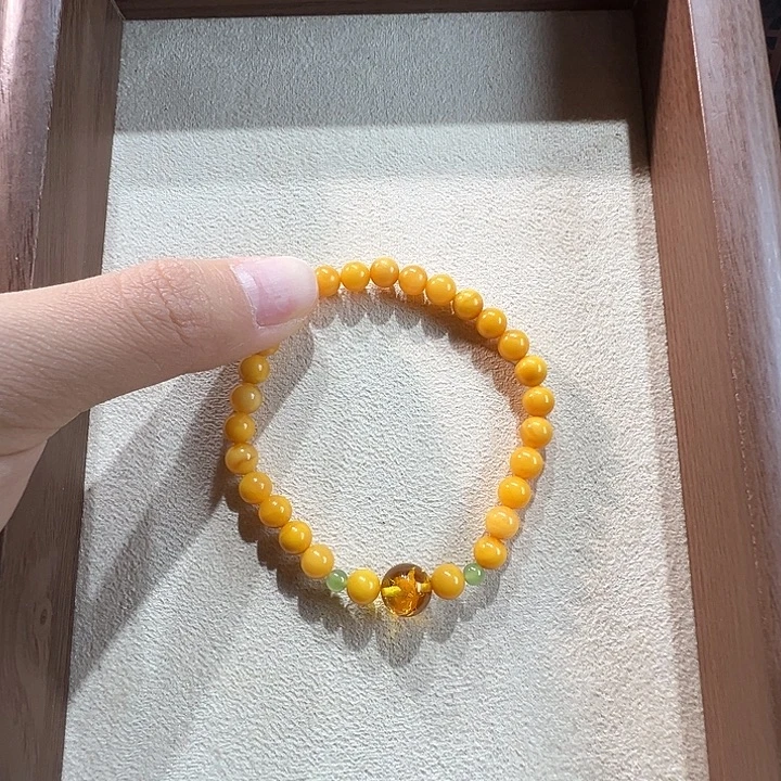 蜜蜡未镶嵌手串6.6mm蜜蜡手串