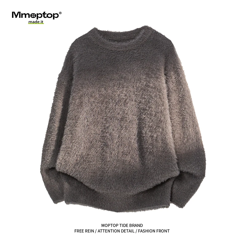 Mmoptop保暖圆领针织衫男女款情侣秋冬季百搭休闲时尚慵懒风毛衣
