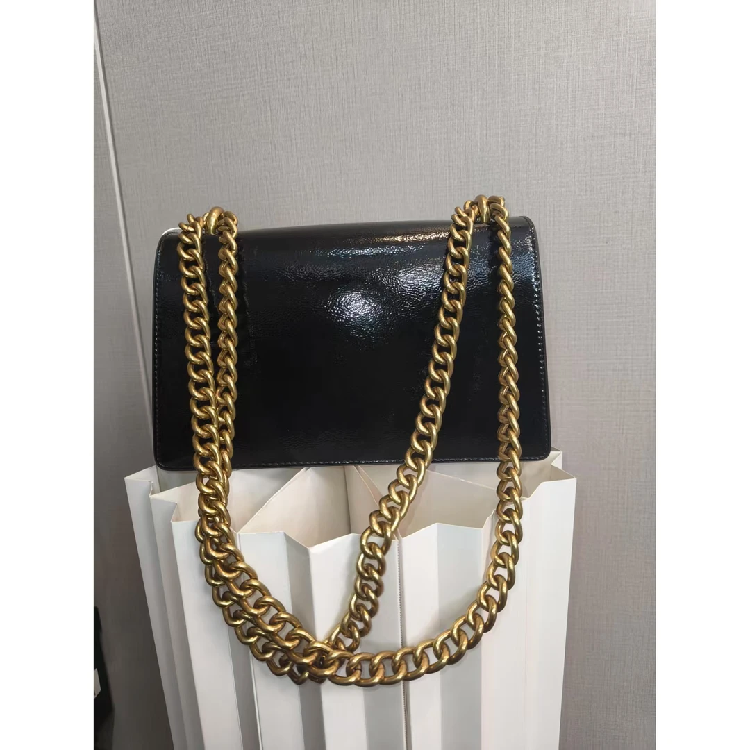 TOLEX2025新款手工时尚S久头真皮女包黑色金扣