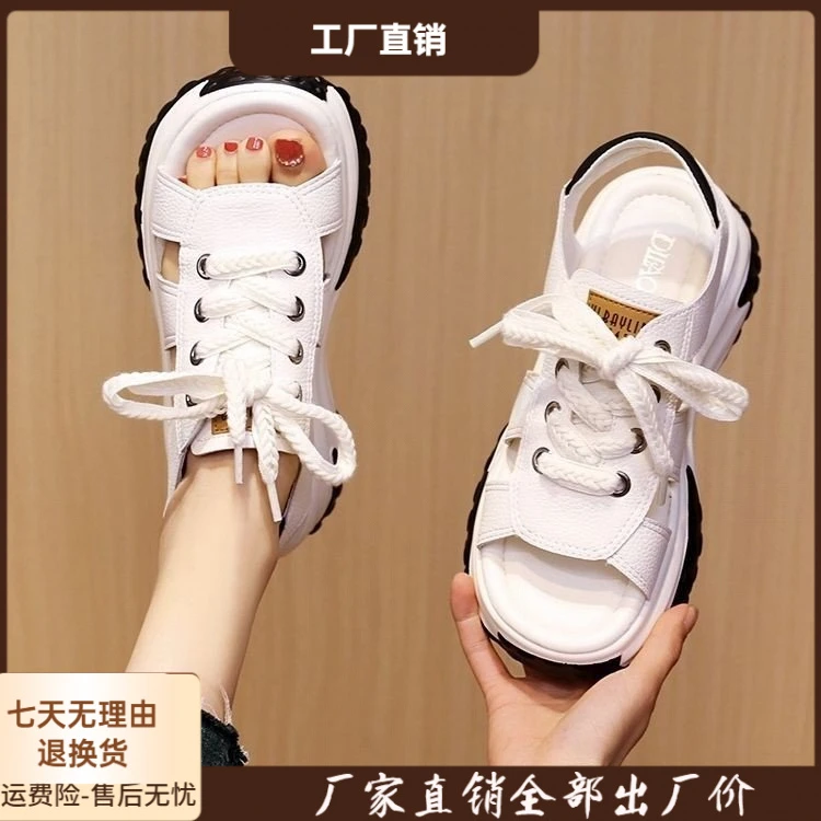 罗马风系带高跟凉鞋聚氨酯底四季通用时尚露趾女鞋PU材