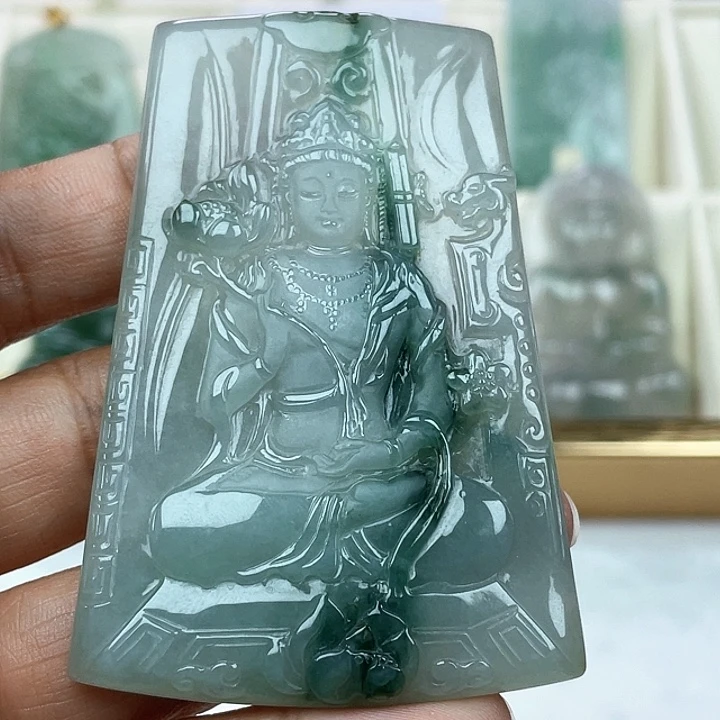 翡翠未镶嵌颈饰乐**业天然翡翠货大势至菩萨