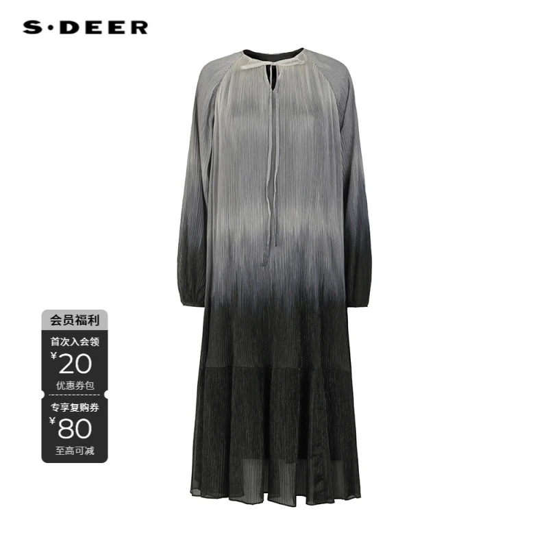 S·DEER圣迪奥气质设计师针织时尚女士优雅渐变连衣裙S253Z1277