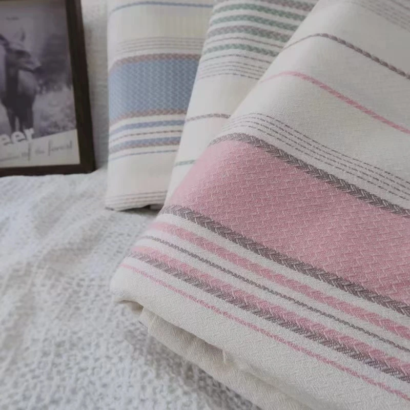 提花老粗布被套床单高端上档次三件套纯棉32提花条纹大气枕套