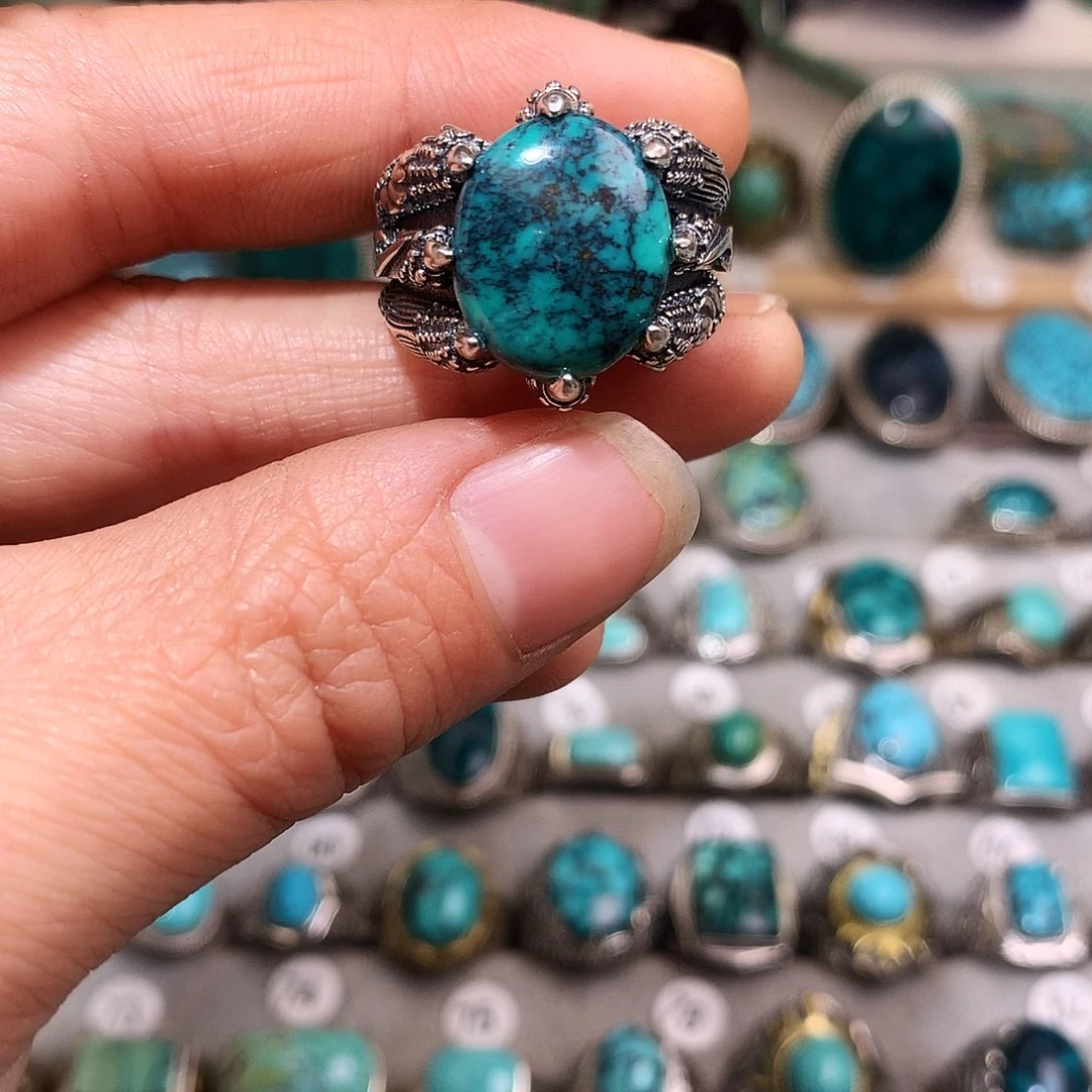 绿松石挂件银S925镶嵌