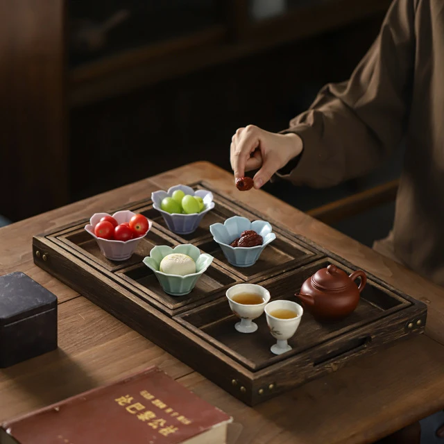 中式古风围炉煮茶点心盘套装下午茶水果小吃碟陶瓷餐具精致小碟子
