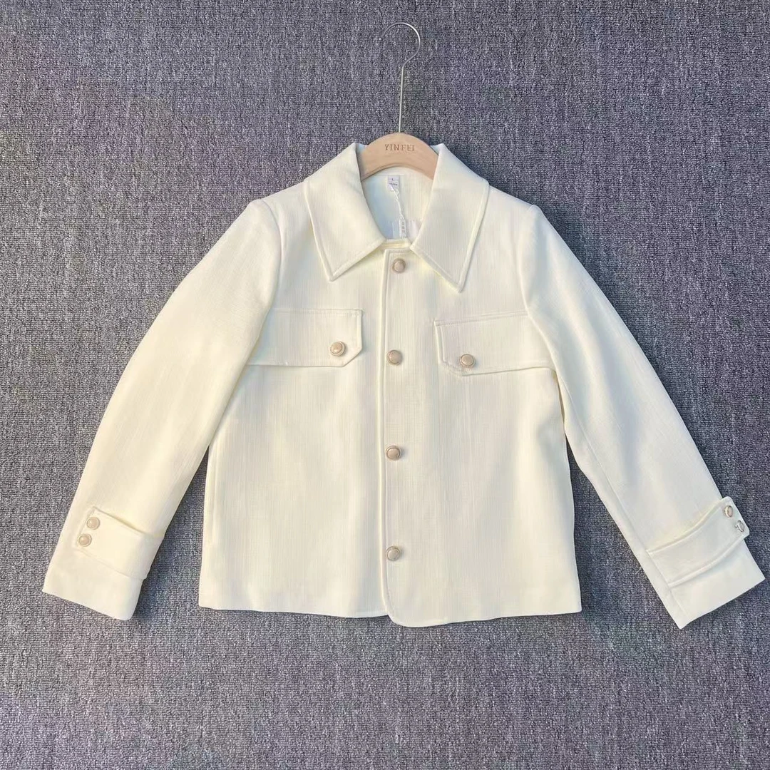【现货】F001小香风翻领女短外套夹克春秋百搭白色RS-QJY23C2023