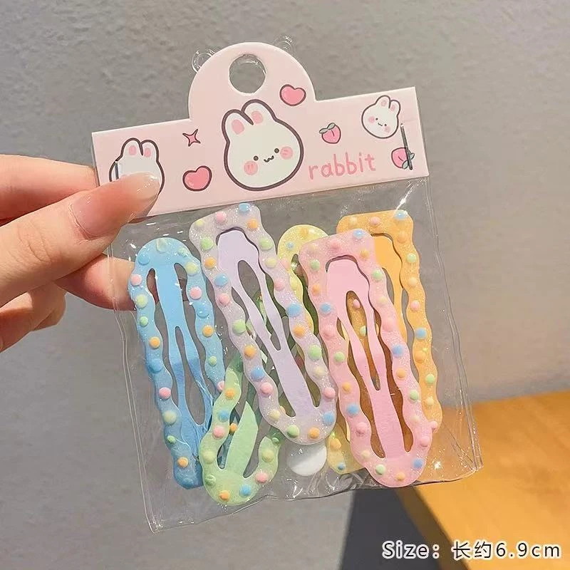 A-7076  1包6个彩色方块波浪简约波点后脑勺碎发掰掰夹      发圈