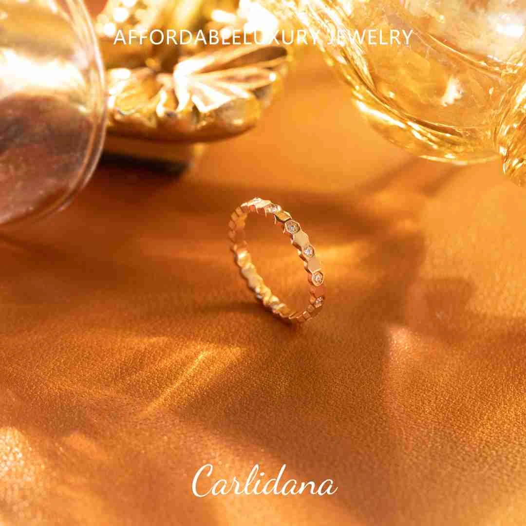 钛钢锆石戒指 CARLIDANA【蜂巢几何】气质轻奢优雅旋转精致 N0006