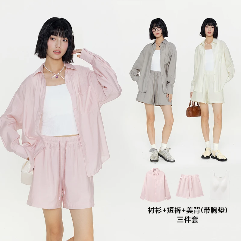 【RARN】热爱如你【凉感】衬衫+短裤+美背三件套套装RA24SS086102