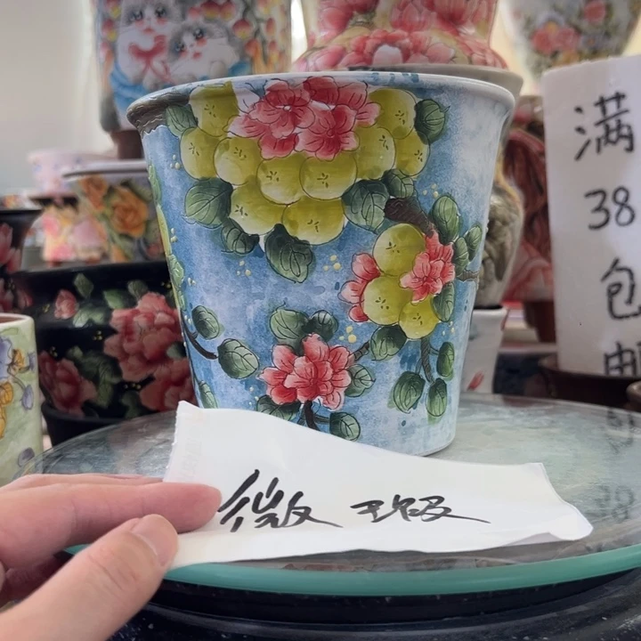 景德镇手绘花盆满38包邮偏远地区除外
