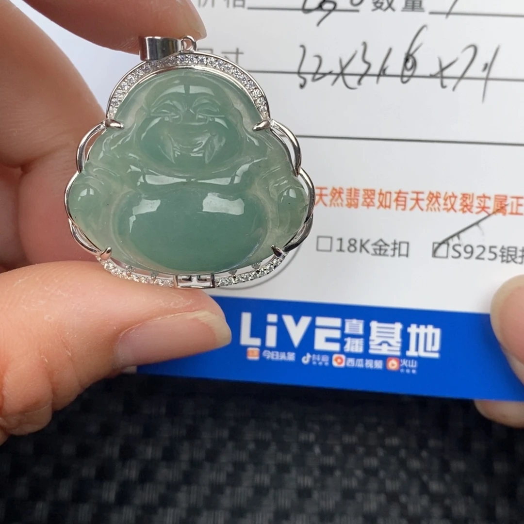 翡翠颈饰银S925镶嵌吊坠