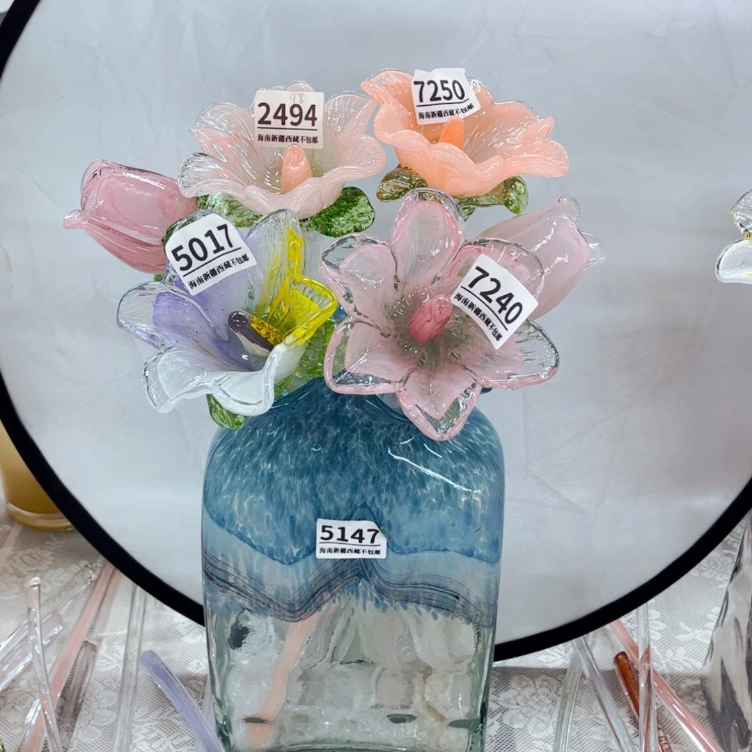 6花1瓶，一套 家悦琉璃花瓶